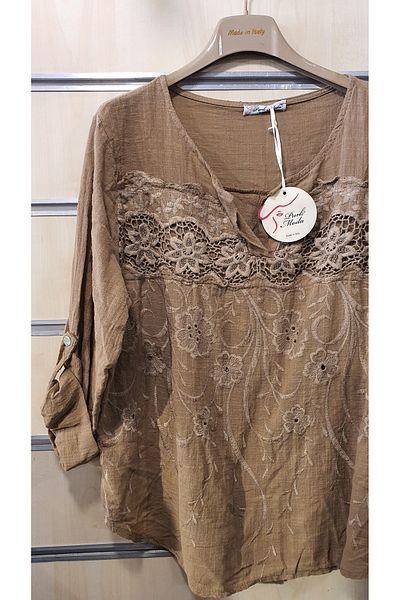 Park Moda Ιταλική μπλούζα Ruched Cotton