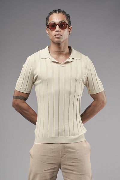 Butik TREND BIZ Πλεκτό μπλουζάκι Polo Neck Regular Fit με κοντό μανίκι