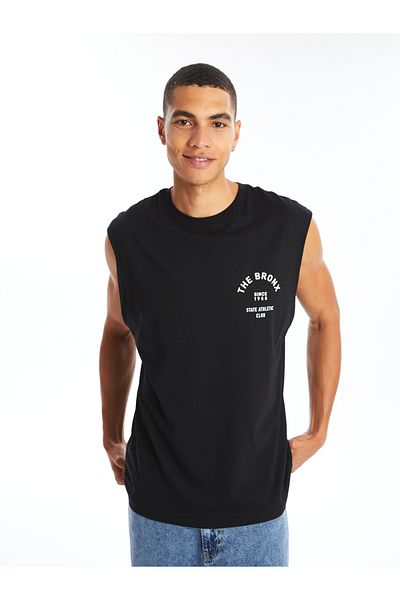 LC Waikiki Crew Neck Printed Combed Cotton Men's Sleeveless T-Shirt