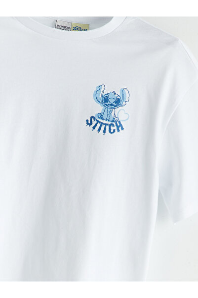 LC Waikiki Dívčí triko Crop s potiskem Crew Neck Stitch