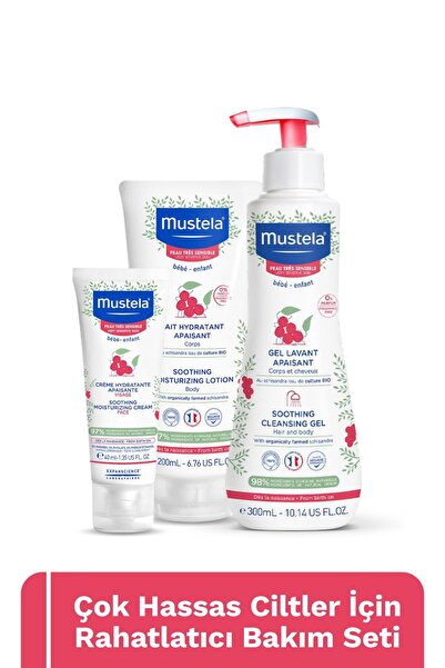 Mustela Çok Hassas Ciltler Bakım Seti- Şampuan, Vücut Losyonu, Yüz Kremi Bebe...