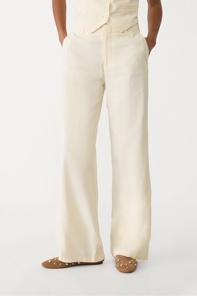 Stradivarius Flowing linen blend straight-leg trousers