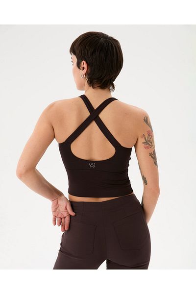 Ayma Active Καφέ Μπλούζα Σταυρός Πλάτης