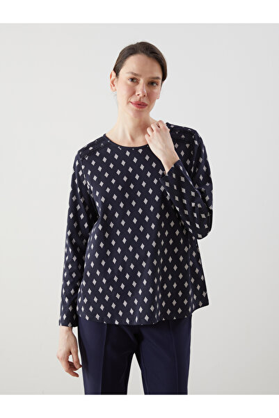 LC Waikiki Bisiklet Yaka Desenli Kadın Tişört