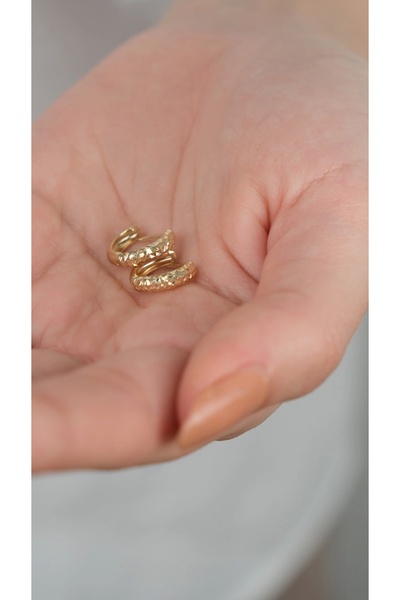 Arpaş 14 Ayar Altın KP 1020 Cam Kırığı Gizli Kilitli Halka Küpe