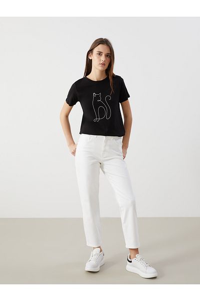 LC Waikiki Tricou de damă cu imprimeu cu gât crew