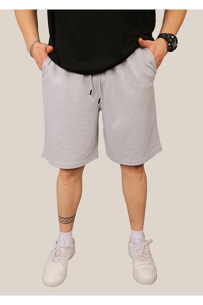 INFLUYENTE Men's Gray Baggy Cut 2 Thread Basic Summer Shorts & Bermuda with Elastic Waist Pocket