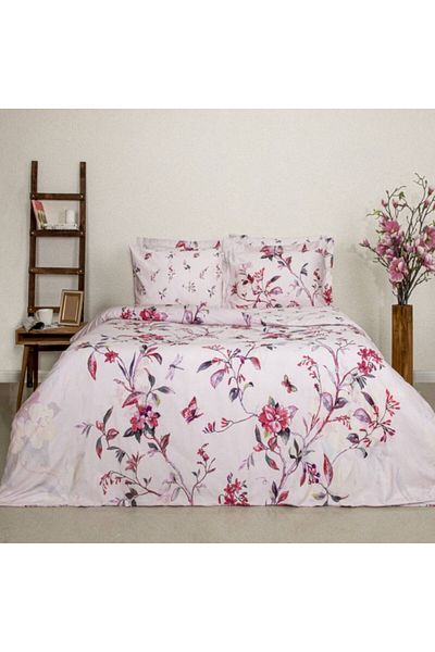 Taç Satin cotton bed linen Pink Flowers, TaçDelux Digital, Assen
