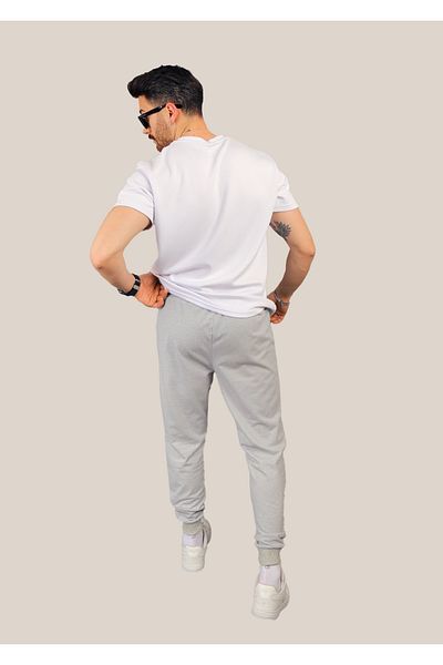 INFLUYENTE Ανδρικό γκρι Jooger Ribbed Sweatpants