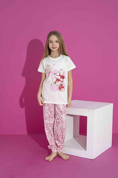 RAPAPA Set de pijamale pentru fete cu mâneci scurte din lycra din bumbac pieptănat 3039-40B