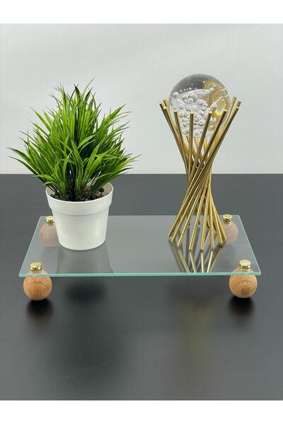 YzHome Wooden Ball Footed Rectangular Transparent Plexiglass Presentation Rac...