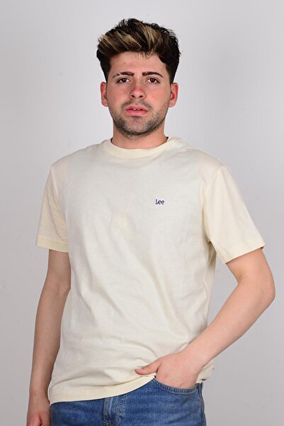 Lee L60ufq102 Krem Önü Yazılı Bisiklet Yaka Erkek T-shirt