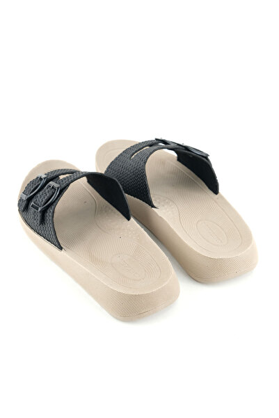 GEZER Women's Summer Pu Comfortable Sole Artificial Leather Two Buckle Adjustable Daily Slippers