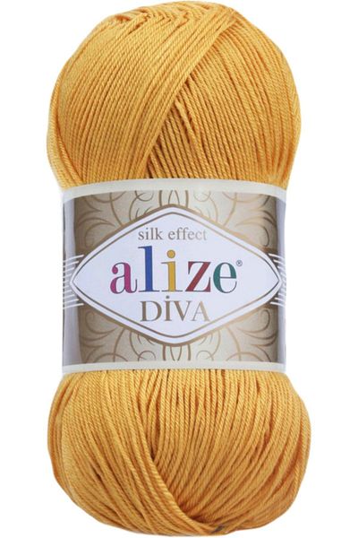 Alize Diva Mercerized Hand Knitting Yarn Color Code:488-Saffron Very Fine Knitting Yarn