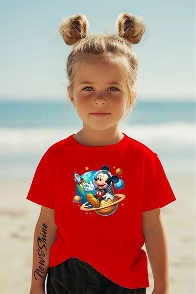 New Shine 1 T-Shirt Is a Gift for Purchases of 6 or More in the Cart - Mickey Printed Oversize Children's T-Shirt