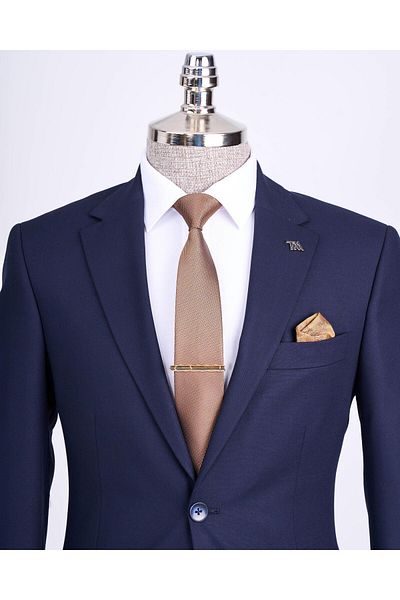 TerziAdemAltun Slim Fit Jacket Pant Suit Navy Blue T13512