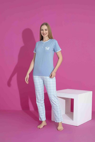 RAPAPA Set pijamale de vară cu nasturi din bumbac pieptănat Lycra pentru femei 2970M