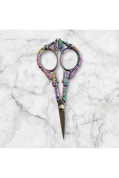 OZN AKSESUAR Promise Engagement Scissors, Ribbon Opening Special Day Merasim Sewing Embroidery Scissors with Birds Ebruli
