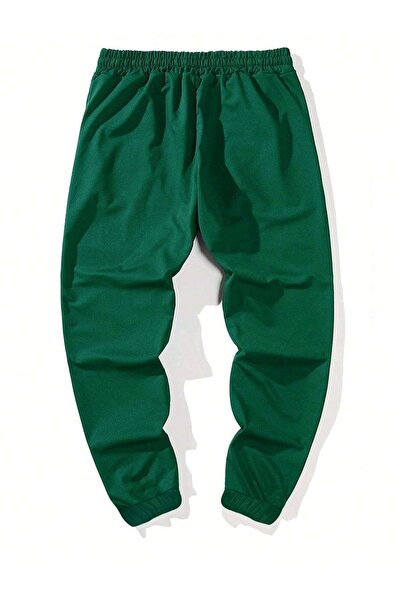 DUBU BUTİK Ψηλόμεσο πράσινο εμπριμέ California Jogger Sweatpants - Ελαστικό πόδι