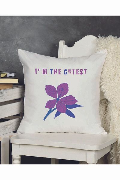 qoeuyl boutique I'M the Cutest Printed Gift Fiber Satin Decorative Pillow
