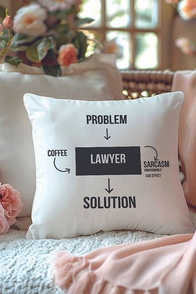 qoeuyl boutique Problem Coffee Lawyer Solution Printed Lawyer Gift Fiber Satin Decorative Pillow
