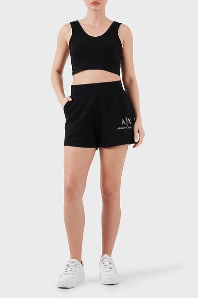 Armani Exchange 100% Cotton Elastic Waist Logo Short Short Xw 001052   Af11851 Uc001
