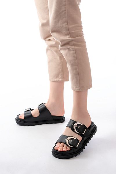 MarjinalTrendim Dm-6010 Daily Women's Slippers with Black Buckle Accessories