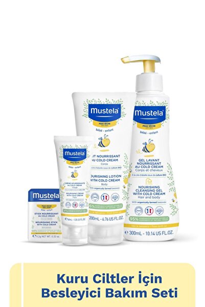 Mustela Kuru Ciltler Besleyici Bakım Seti- Şampuan, Vücut Losyonu,Yüz Kremi, ...