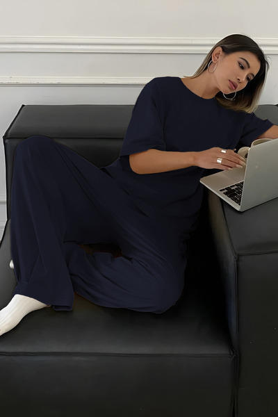 OKULCUBABA طقم بيجامة نسائية مكشوف الخصر برباط خصر