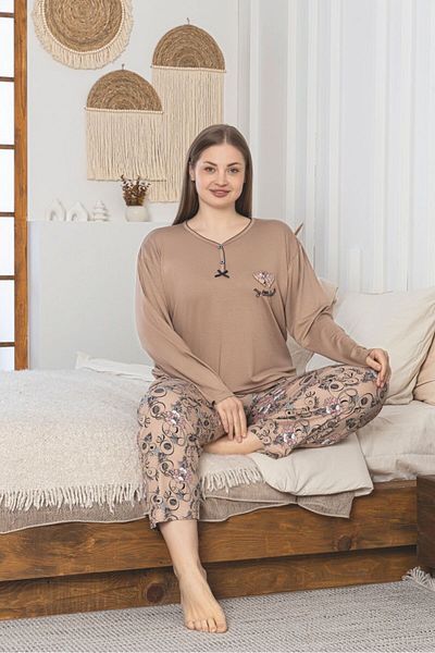Asel Σετ Πιτζάμες Χτενές Βαμβακερές Λύκρα Plus Size