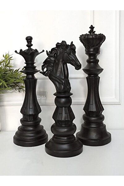 Dekoromi Dekoratif Satranç Taşı Biblosu Seti 32x12  CM 3 PARÇA