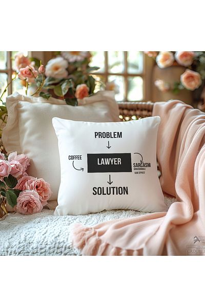 qoeuyl boutique Problem Coffee Lawyer Solution Printed Lawyer Gift Fiber Satin Decorative Pillow