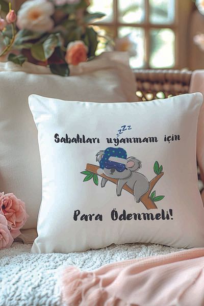 qoeuyl boutique Money Should Be Paid for Me to Wake up in the Morning Printed Funny Gift Fiber Satin Decorative Pillow