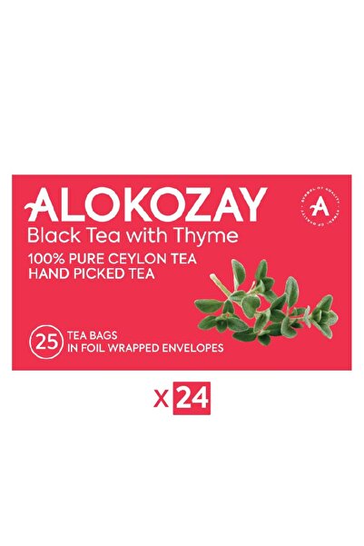 Alokozay شاي أسود بالزعتر - 25 كيس شاي في مظاريف مغلفة بورق القصدير × 24