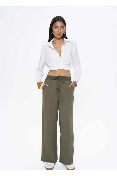 Quzu Brc Belt Elastic Loose Leg Pants