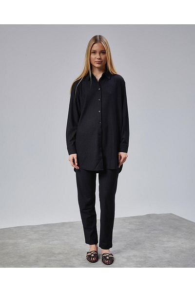 soBasic Set kimona dublu cu guler cămașă neagră