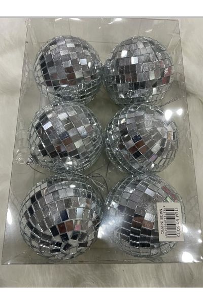 Çemrek Süs Parti Cake Top Disco Ball Silver Color Mirrored Ball Decorative Ornament 5 cm Pack of 6
