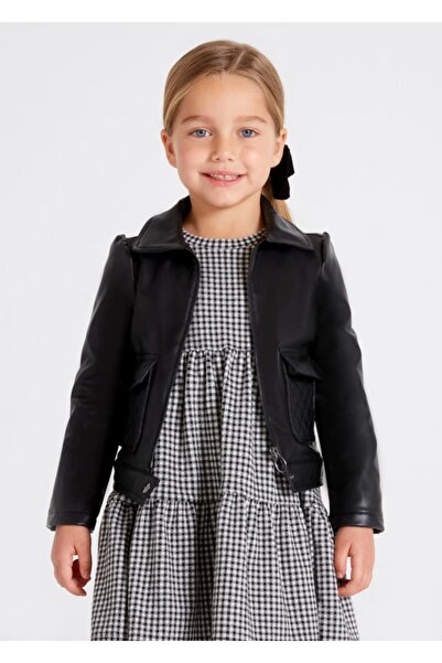 MAYORAL سترة جلدية سوداء للفتيات