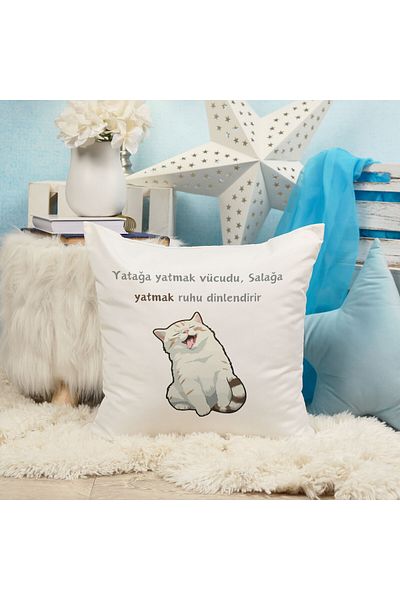 qoeuyl boutique Lying down Relaxes the Soul Printed Funny Gift Fiber Satin Decorative Pillow