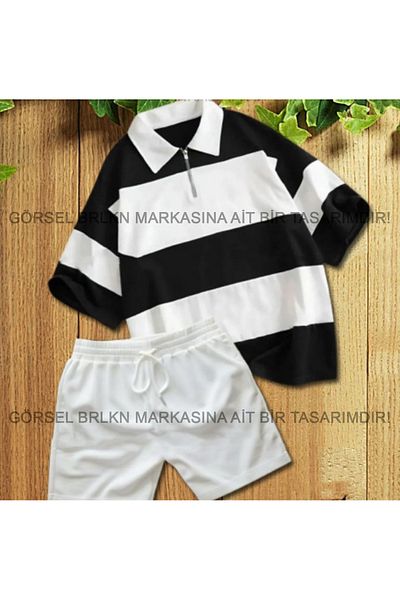BRLKN Unisex Summer Polo Neck T-Shirt - Shorts Set