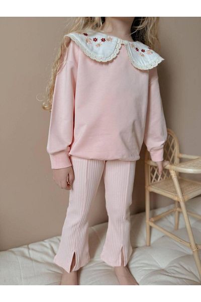 YİGİT BUTİK Yigit Boutique Shirt Collar Girl's Bottom Top Set