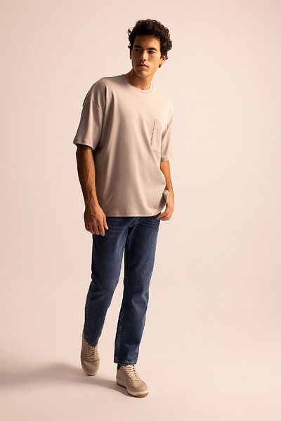 DeFacto Crew Neck Oversize T-Shirt - 100% Cotton, Short Sleeve, Heavy Fabric T3661Az23Sp