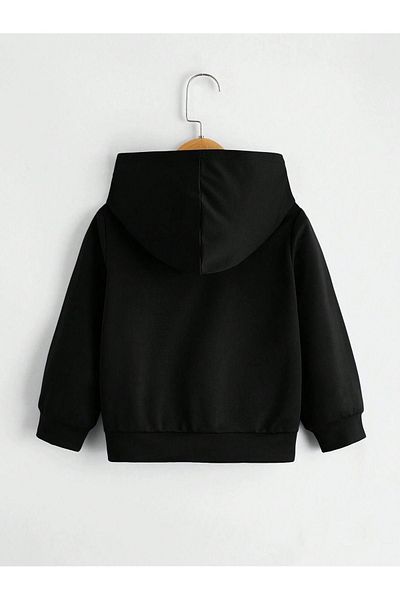 CLAYES California Cotton Children's Sweatshirt - Black Printed Girl's Boy's Winter Pocket Hoodie