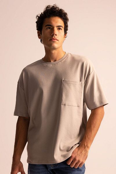 DeFacto Crew Neck Oversize T-Shirt - 100% Cotton, Short Sleeve, Heavy Fabric T3661Az23Sp