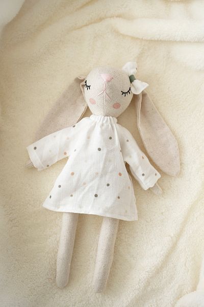 TBA COLLECTION Girl Rabbit Sleeping Companion - Green Dots