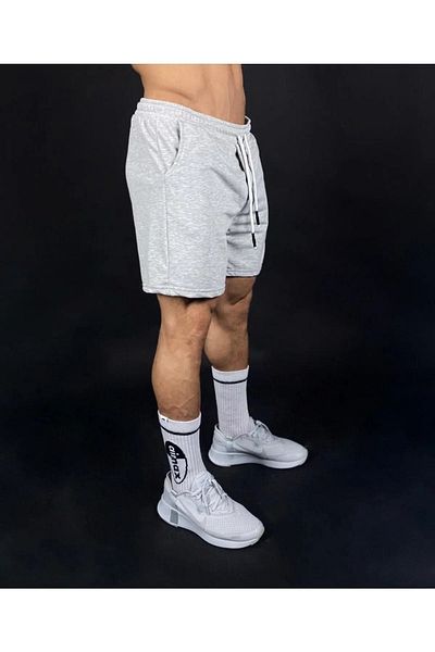 DUBU BUTİK Gray Short Shorts - Combed Cotton Corded Fit Pocket