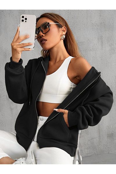 CLAYES Hooded Unisex Cardigan Sweatshirt - Plain Zipper
