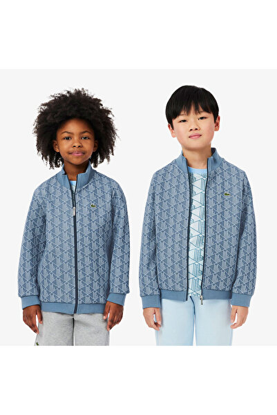 Lacoste Çocuk Fermuarlı Monogram Mavi Sweatshirt