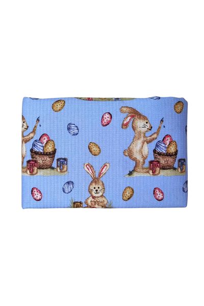 Kotonia Home Față de masă, Paște, 100% bumbac, material embosat, albastru 1, 160x160 cm