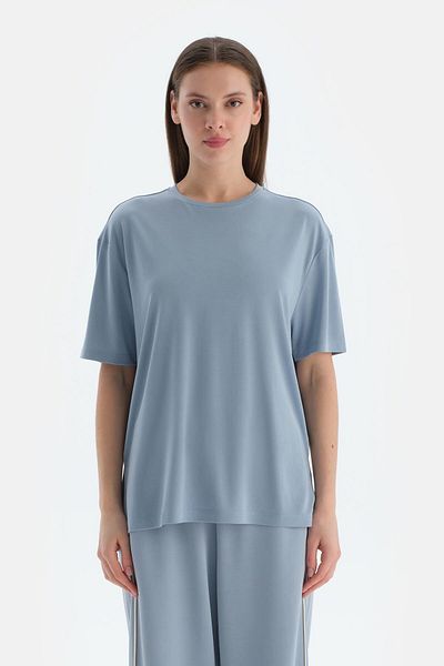 Dagi Tricou de damă albastru deschis cu detaliu modal